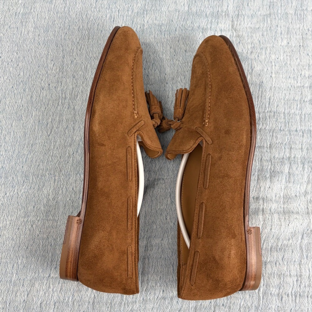 Ralph Lauren Purple Label Quillis Tassel Loafers Teak Calf Suede EU 38.5 US 8.5 - Picture 5 of 16